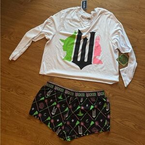 White Long Sleeve Top and Black Wicked Shorts Set